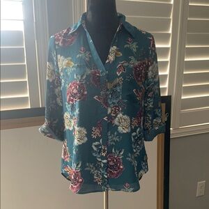 Elegant Floral Button-Up Blouse